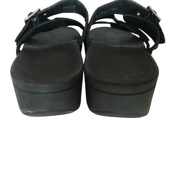 Vionic Womens Black Slide Sandals Size 10 Snake Print Adjustable Straps - Picture 3 of 8
